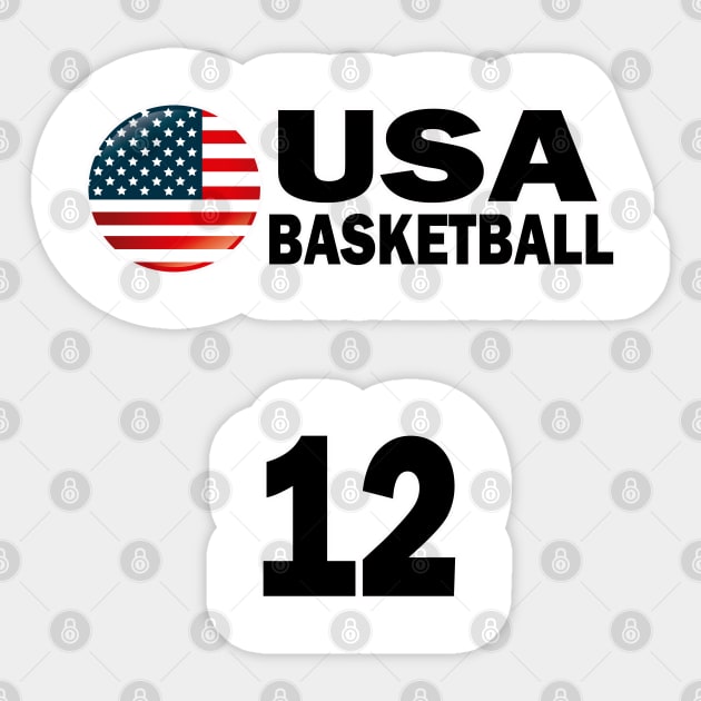 USA Basketball Number 12 T-shirt Design Sticker by werdanepo